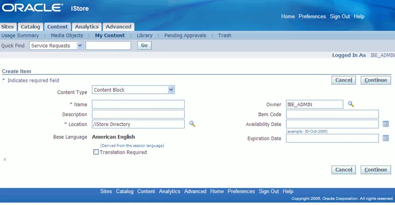 Oracle iStore